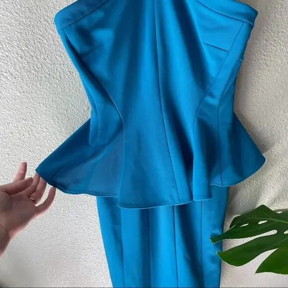 NWT ZAC Zac Posen Blue Cerulean Peplum Dress - Picture 6 of 9